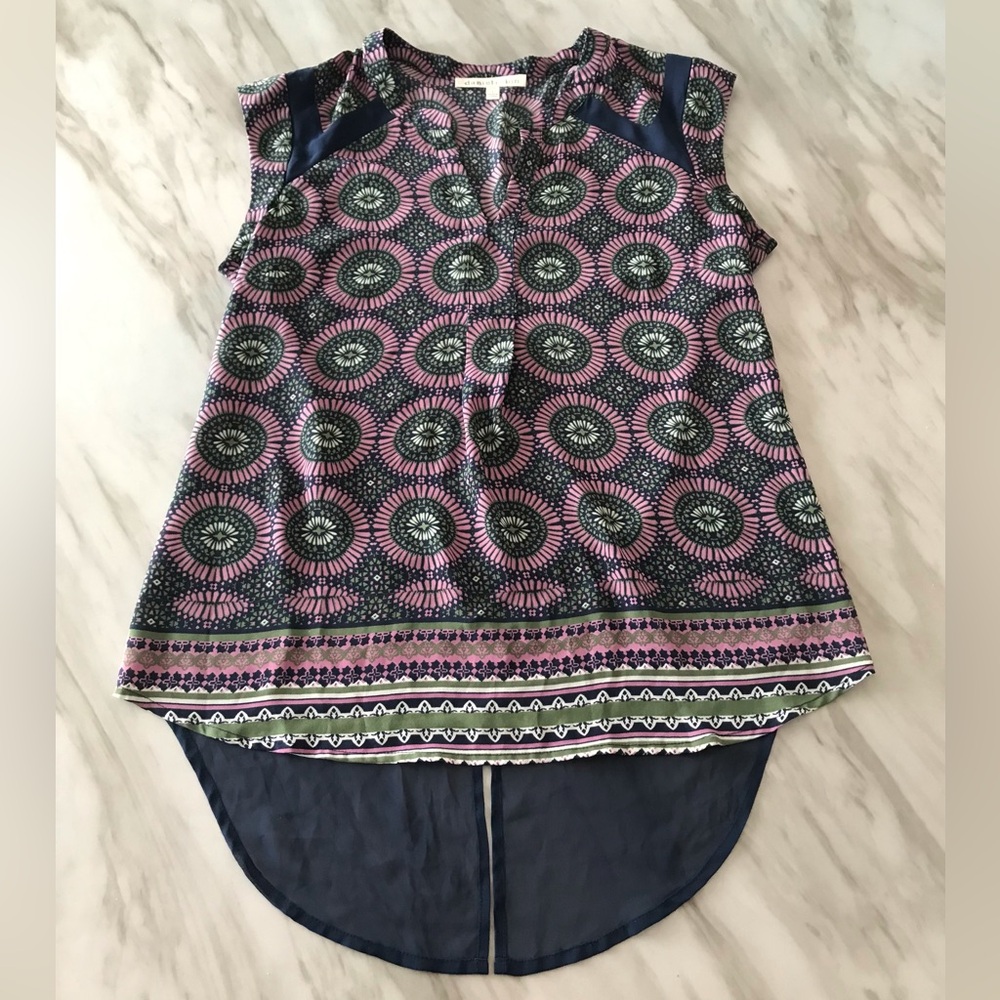 Daniel Rainn Boho Print Sleeveless Blouse